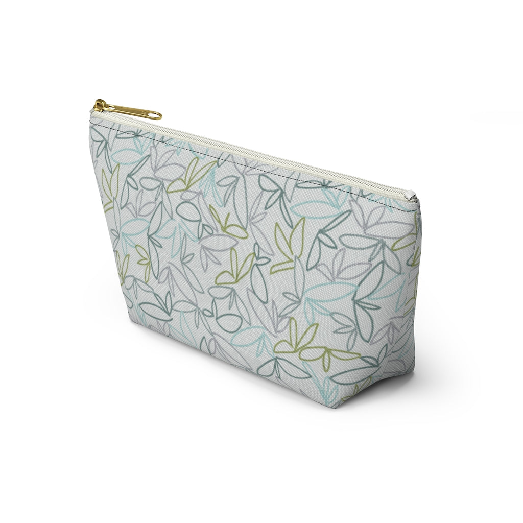 Sketch Leaf Accessory Pouch w T-bottom in Teal