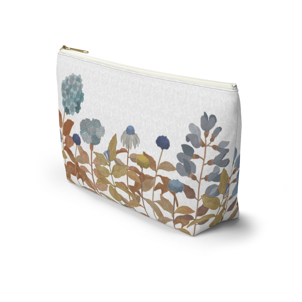 Illustrated Flowers Accessory Pouch w T-bottom in Orange