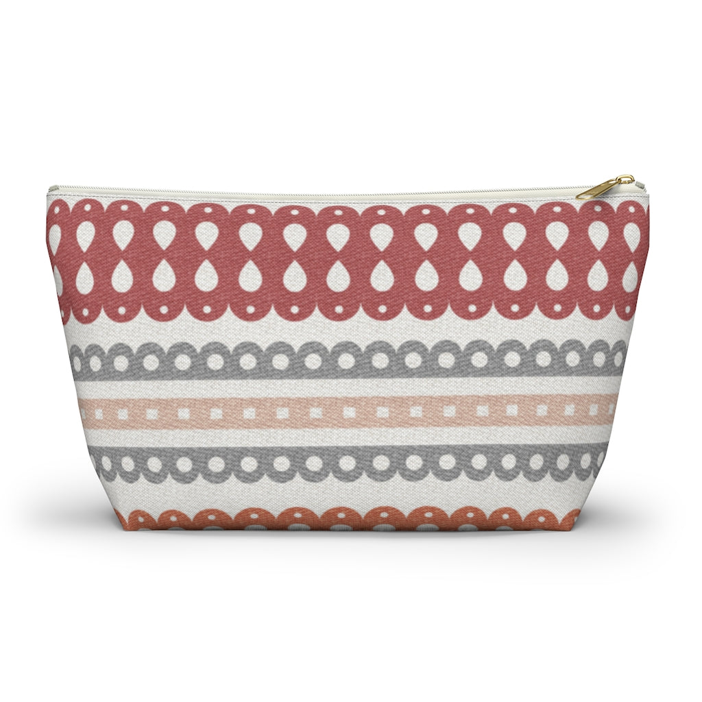Ribbon Candy Accessory Pouch w T-bottom in Red