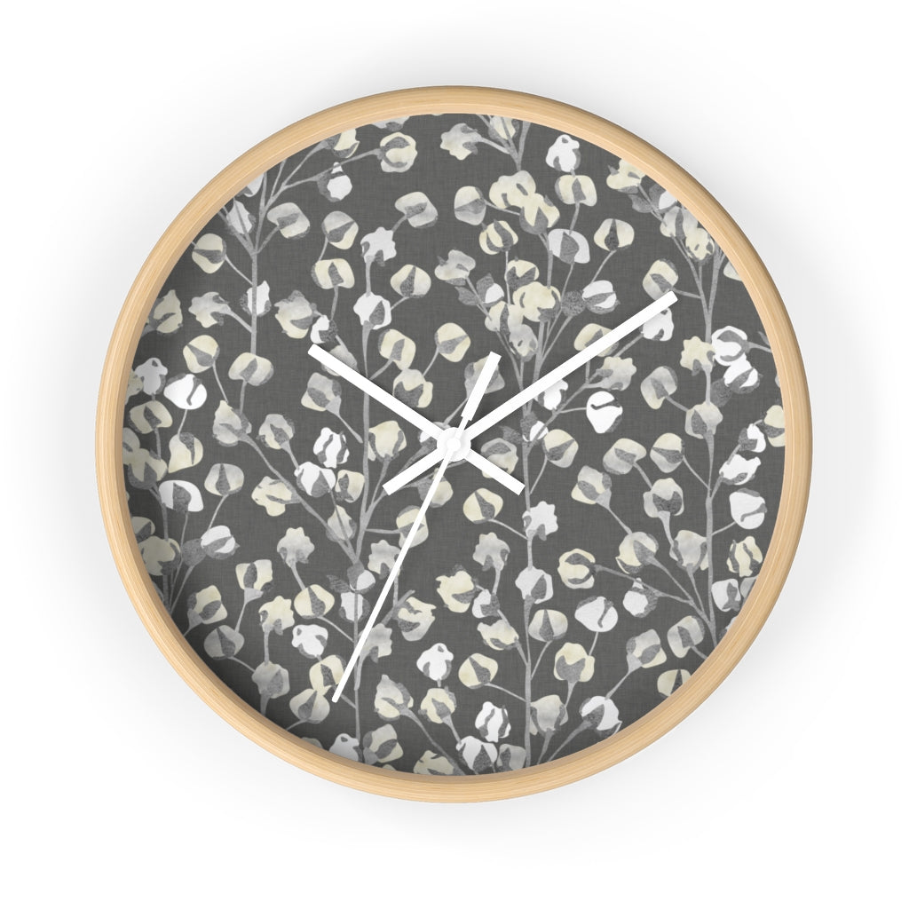 Cotton Branch Wall Clock in Gray