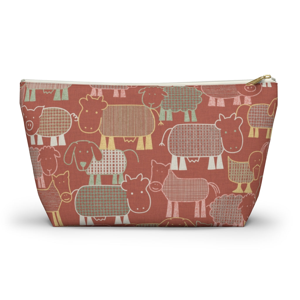 Animal Farm Accessory Pouch w T-bottom in Pink