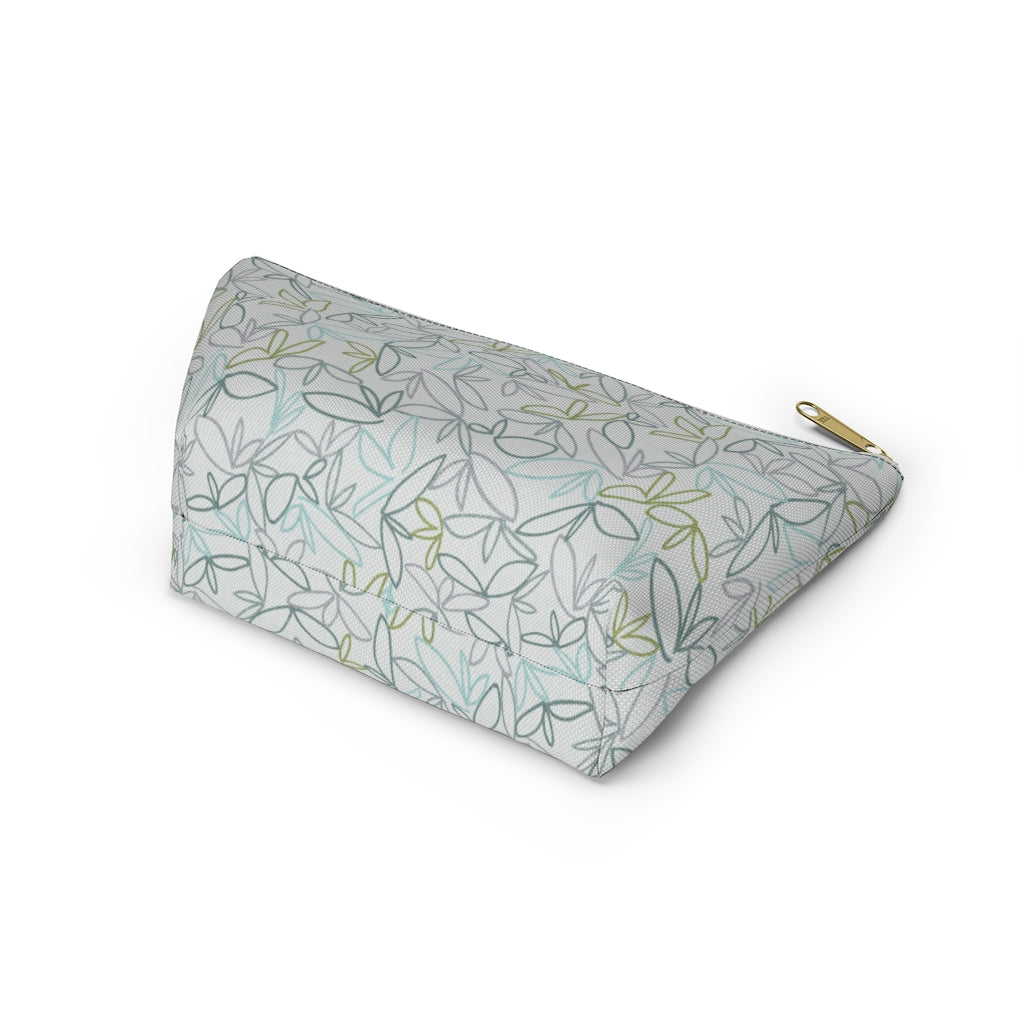 Sketch Leaf Accessory Pouch w T-bottom in Teal