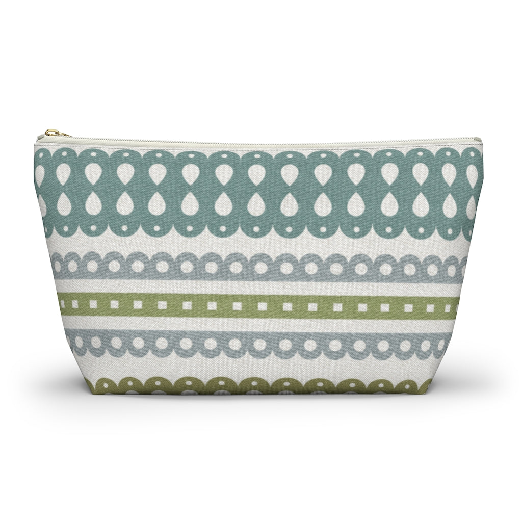 Ribbon Candy Accessory Pouch w T-bottom in Aqua