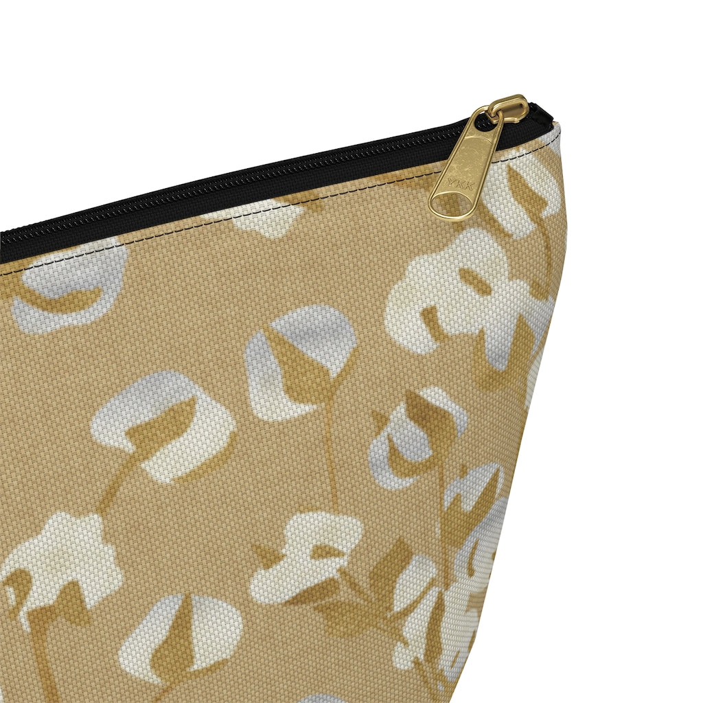 Cotton Branch Accessory Pouch w T-bottom in Gold