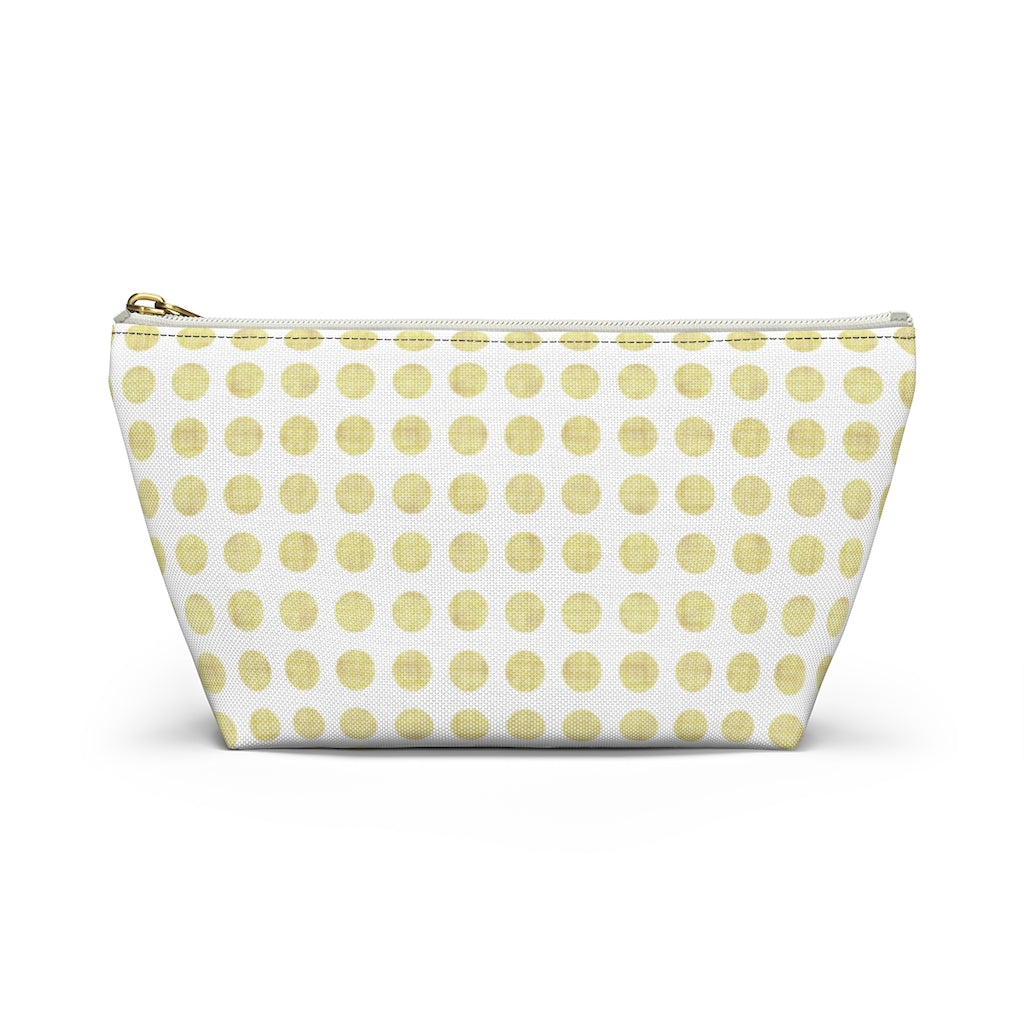 Textured Polka Dots Accessory Pouch w T-bottom in Yellow