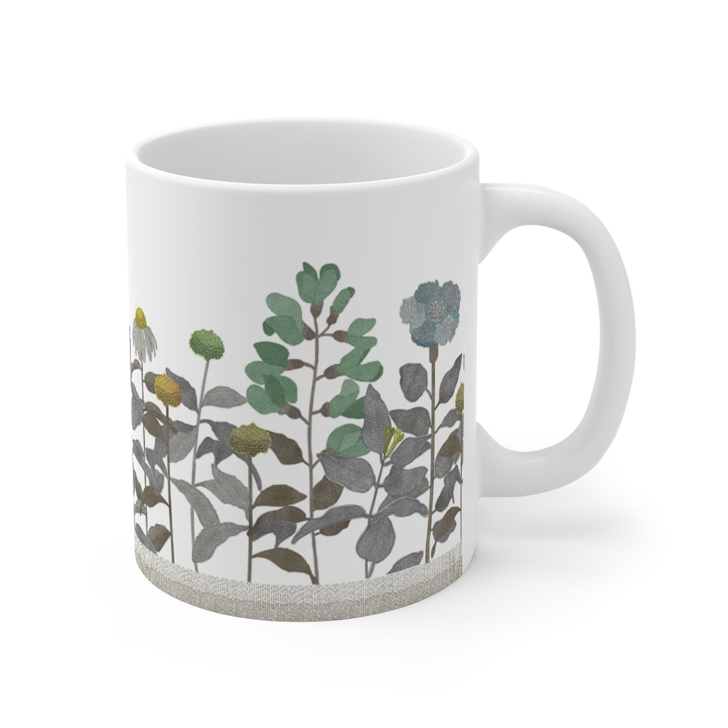 Illustrated Flowers Mug in Brown