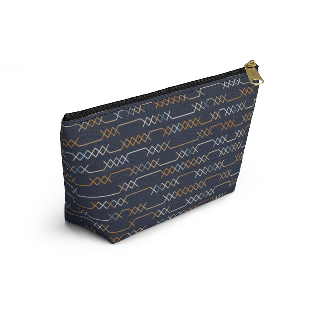 Santa Fe Stitch Accessory Pouch w T-bottom in Navy