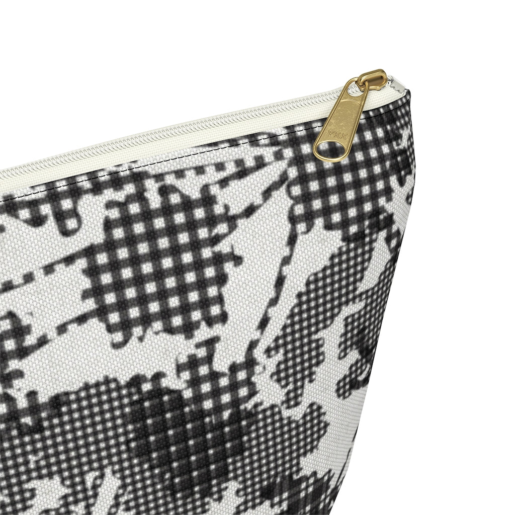 Floral Plaid Accessory Pouch w T-bottom in Black