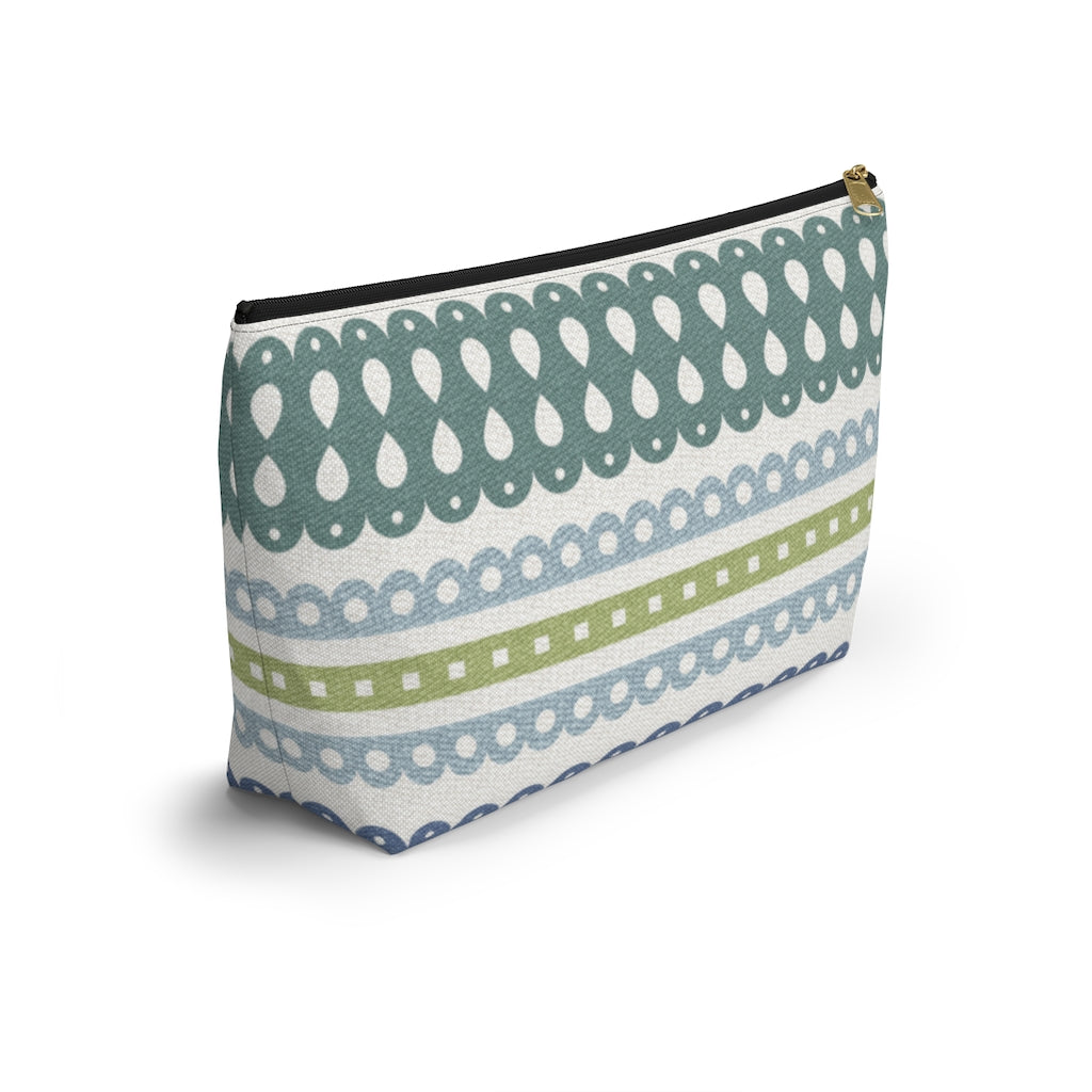 Ribbon Candy Accessory Pouch w T-bottom in Green