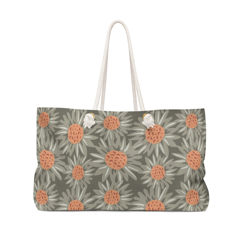 Floral Sunflower Weekender Bag in Taupe