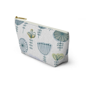 Watercolor Sketch Floral Accessory Pouch w T-bottom in Blue