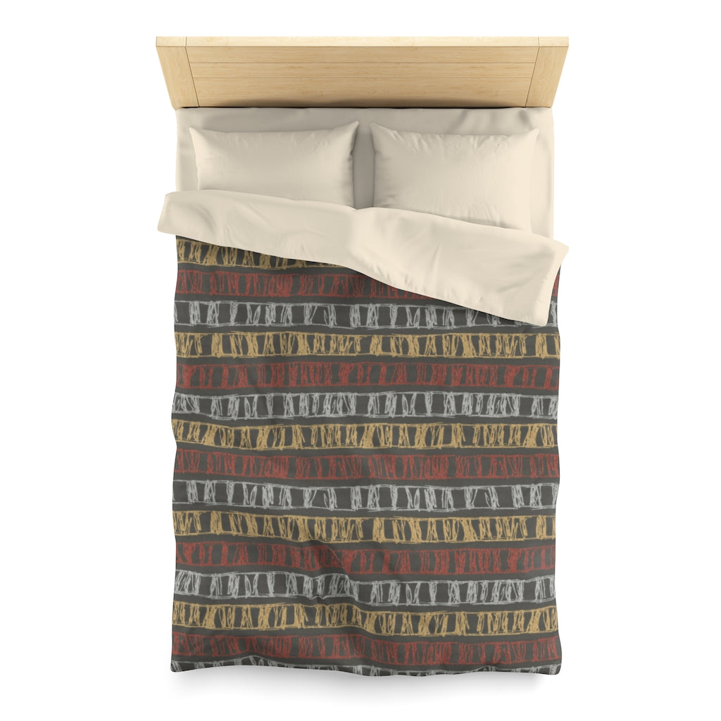Sketch Stripe Microfiber Duvet Cover in Multi