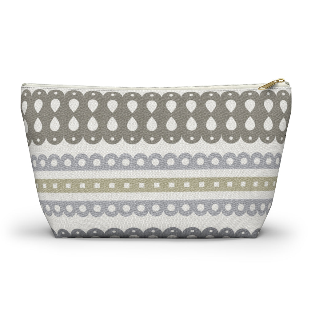Ribbon Candy Accessory Pouch w T-bottom in Brown
