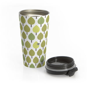 Trees with Birdhouses Stainless Steel Travel Mug in Green