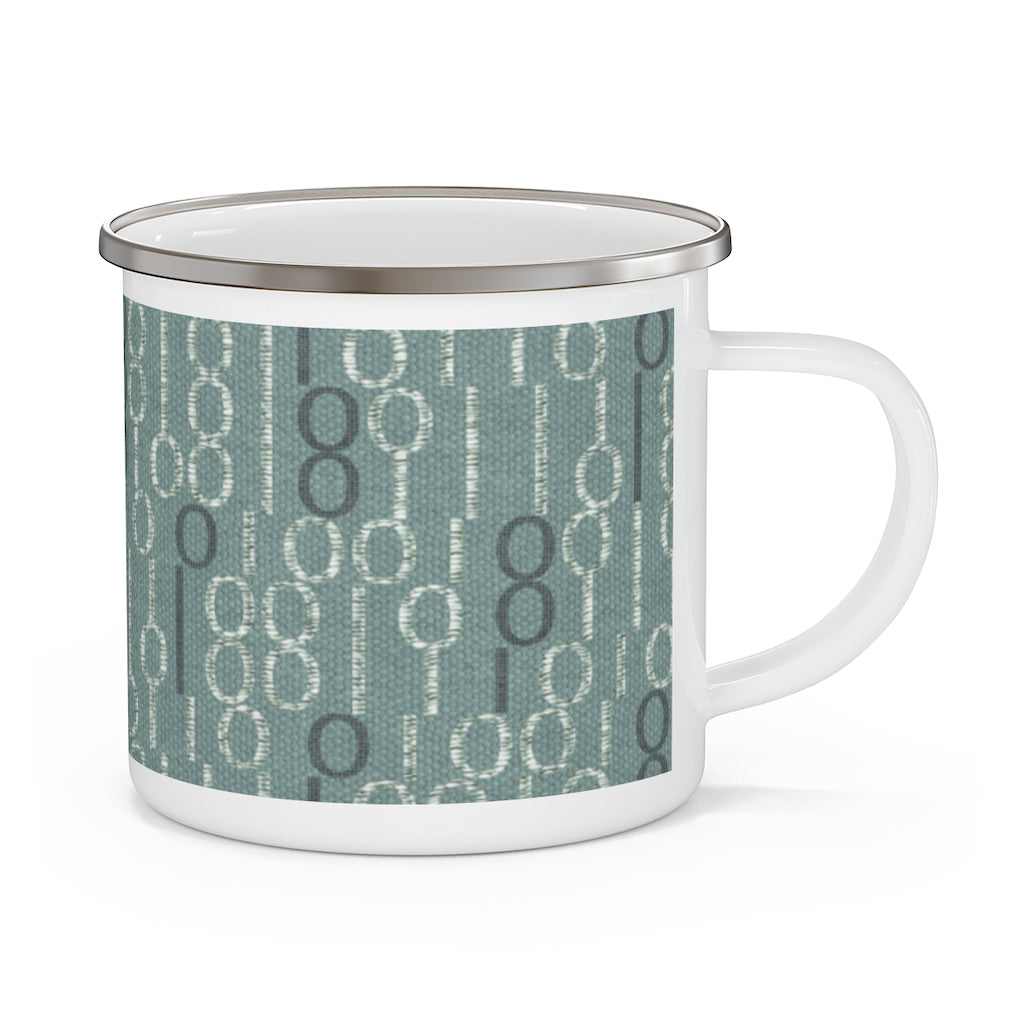 Railroad Code Enamel Mug in Aqua