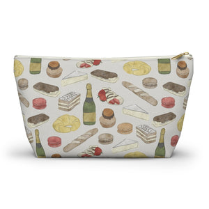 Watercolor French Pastries Accessory Pouch w T-bottom in Cream