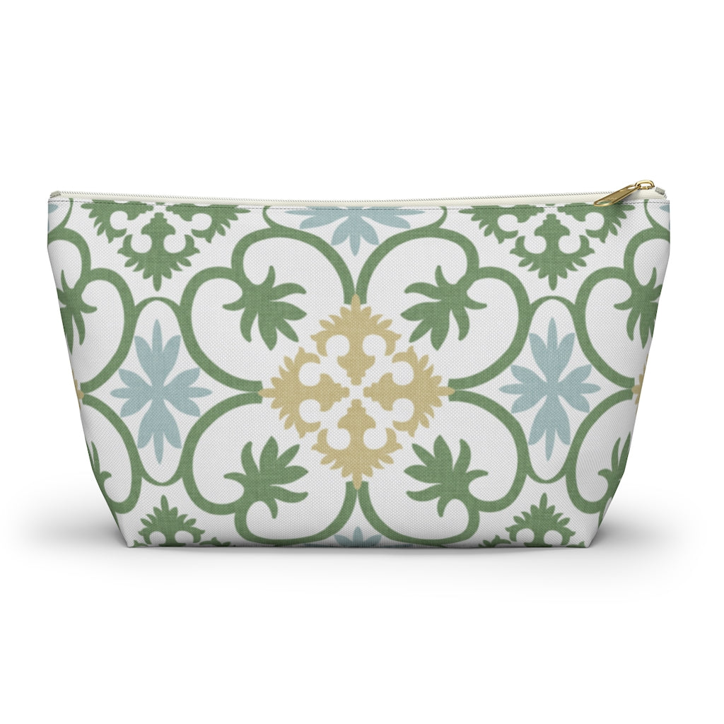 Portugal Tile Accessory Pouch w T-bottom in Green