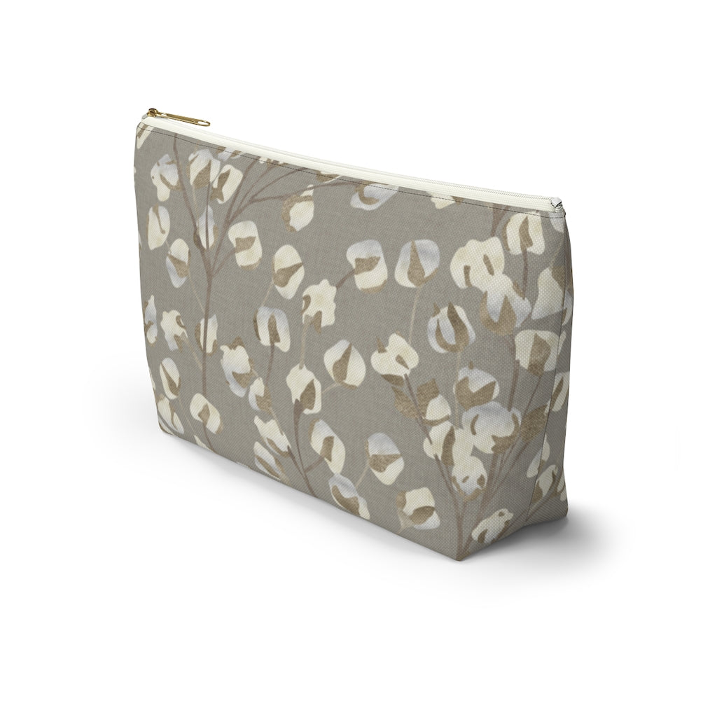 Cotton Branch Accessory Pouch w T-bottom in Brown