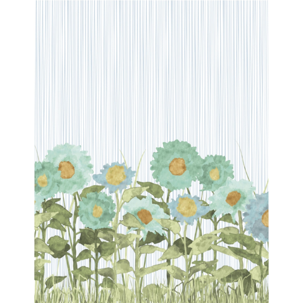 Sunflower Field Microfiber Duvet Cover in Aqua