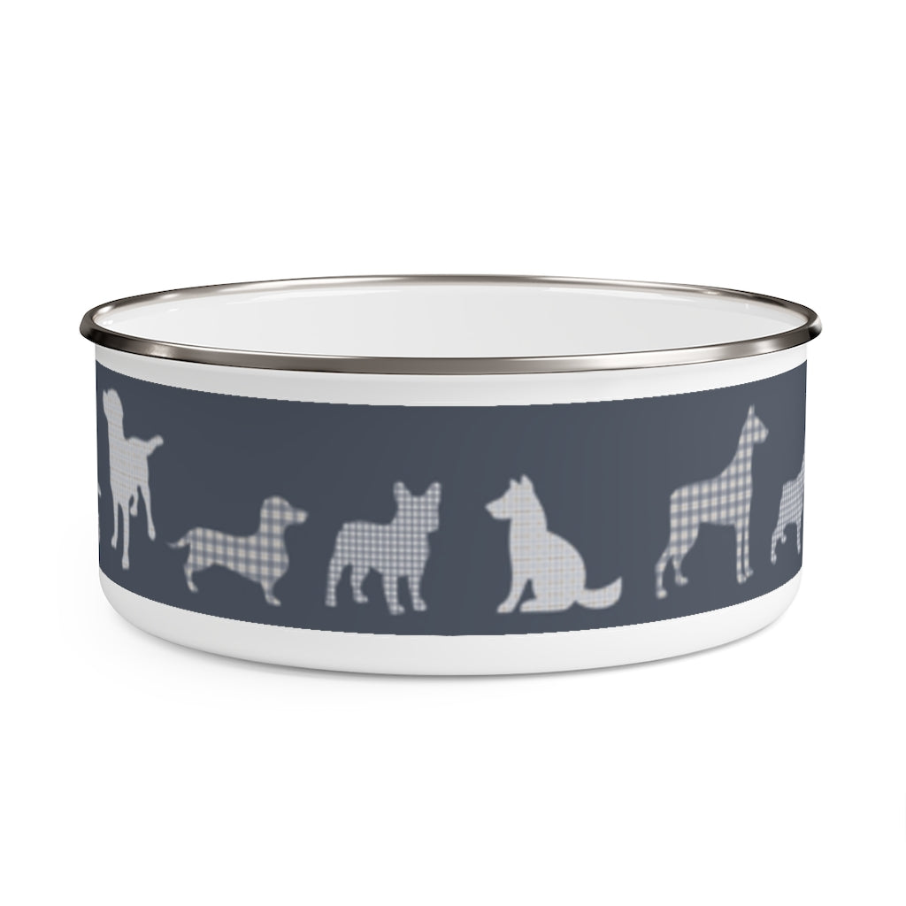 Dogs Enamel Bowl in Navy