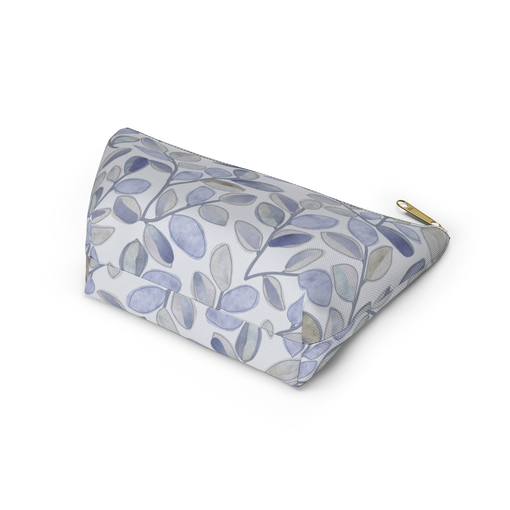 Cherry Plum Leaves Accessory Pouch w T-bottom in Blue