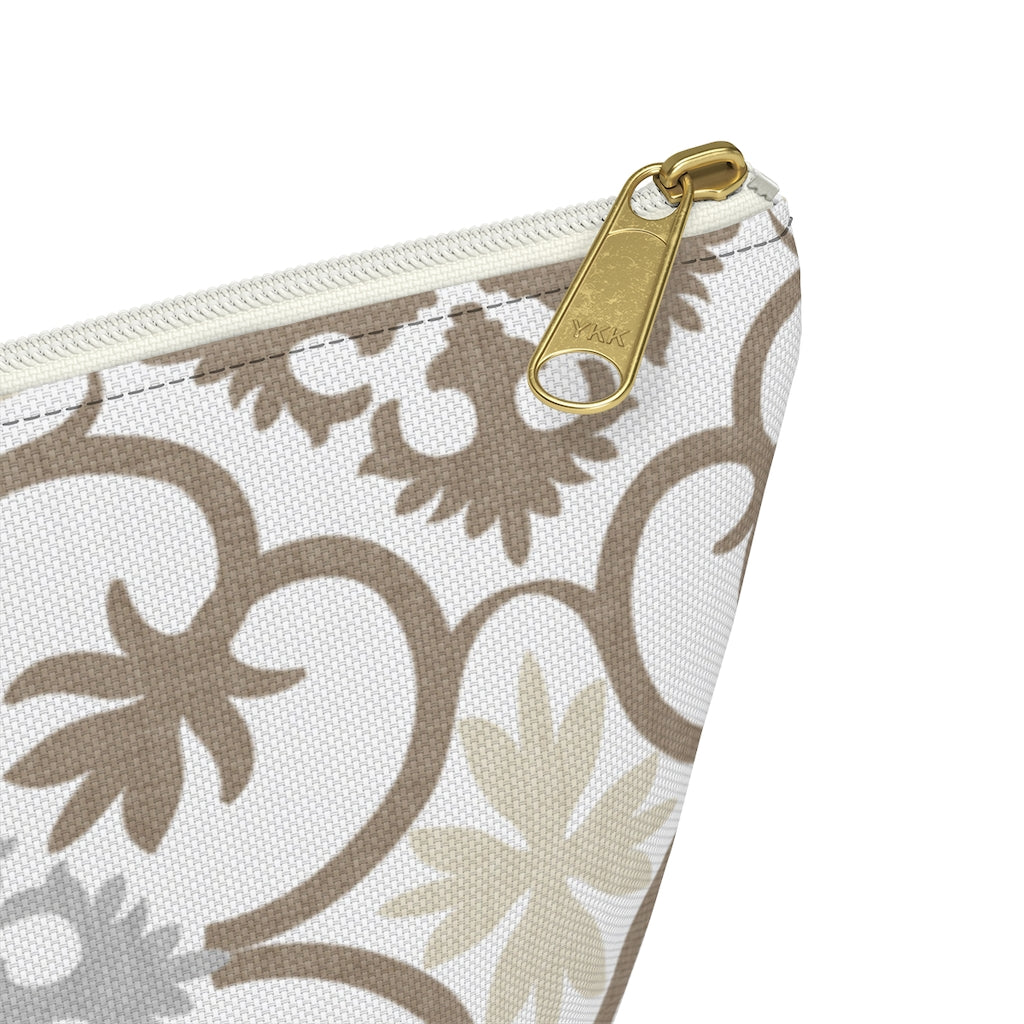 Portugal Tile Accessory Pouch w T-bottom in Brown