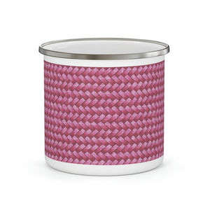 Basket Weave Enamel Mug in Pink