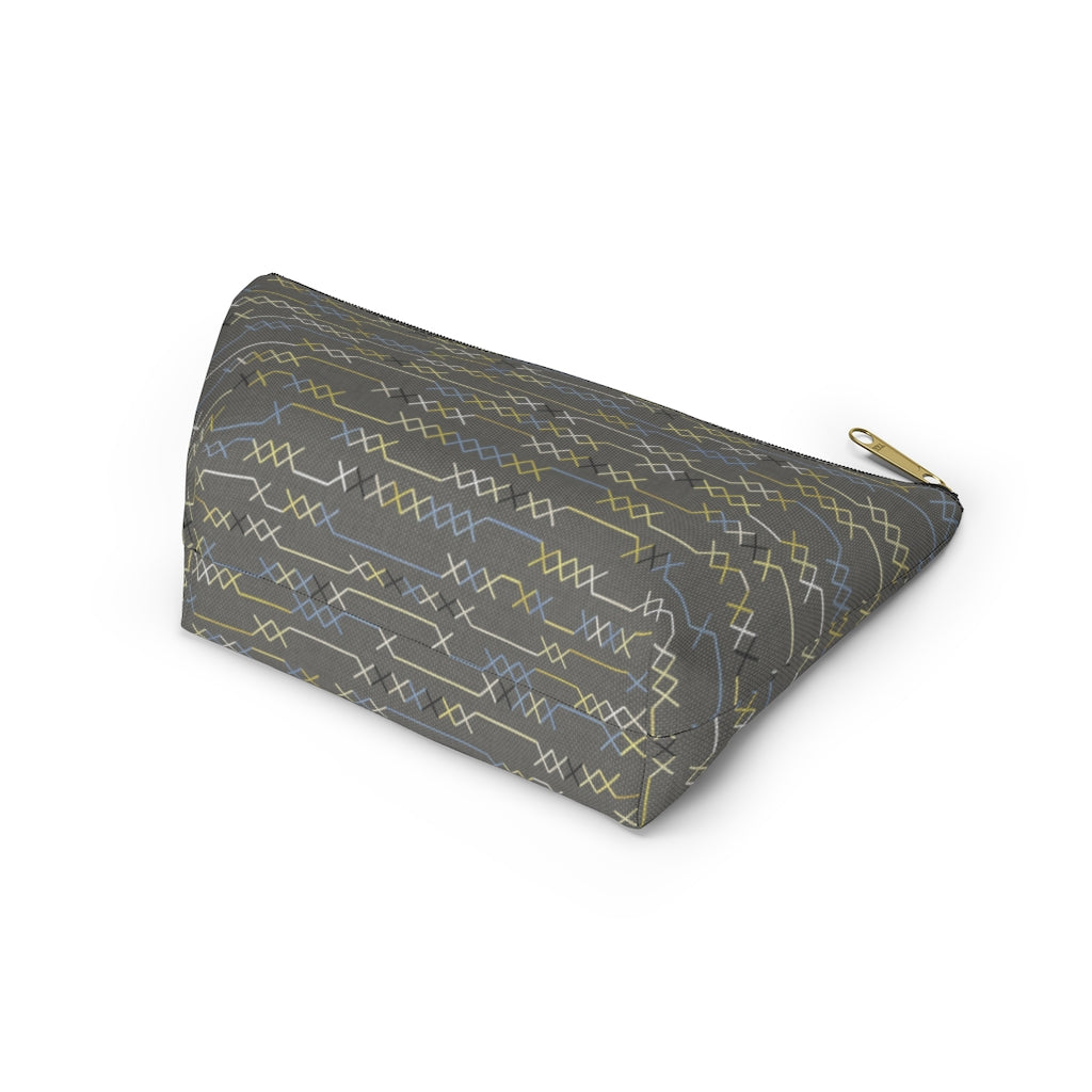 Santa Fe Stitch Accessory Pouch w T-bottom in Gray