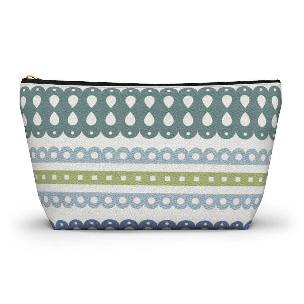 Ribbon Candy Accessory Pouch w T-bottom in Green