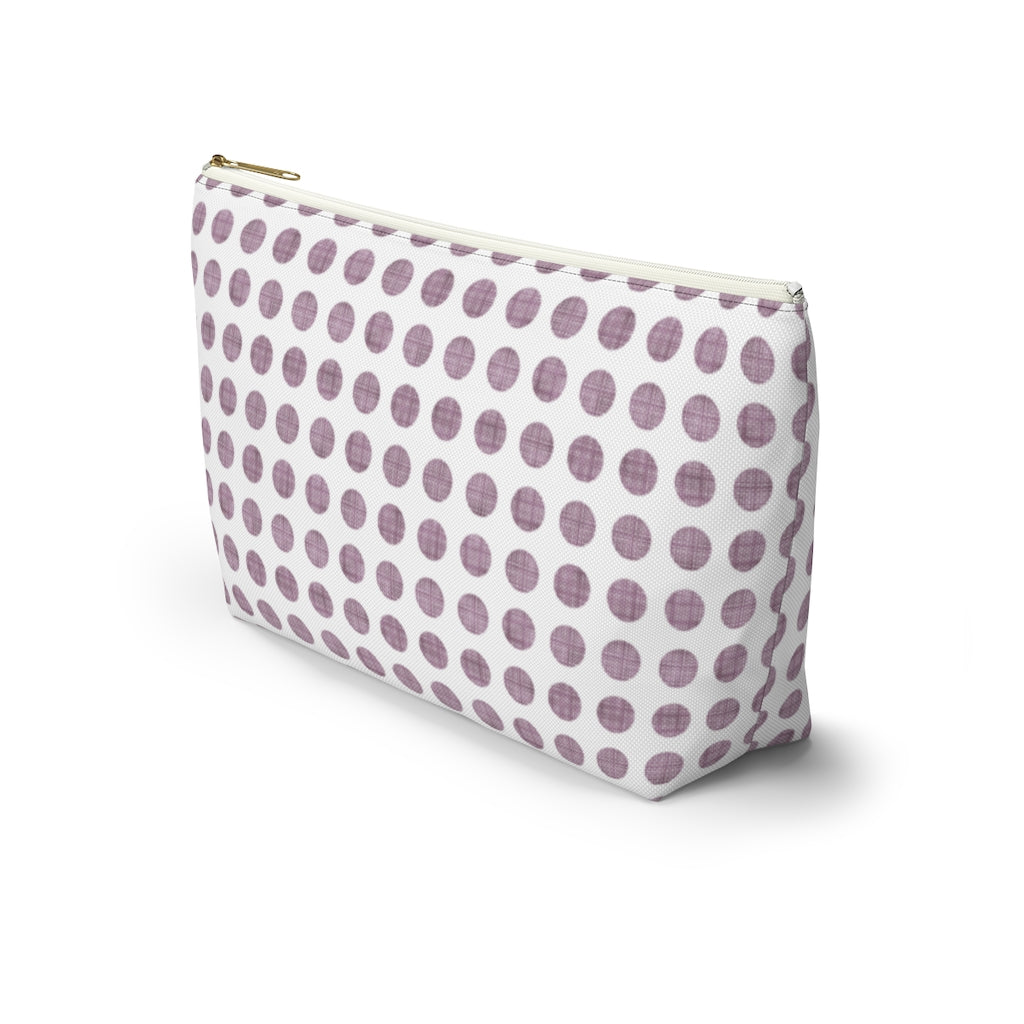 Textured Polka Dots Accessory Pouch w T-bottom in Purple