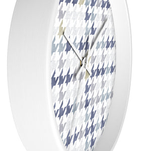 Plaid Houndstooth Wall Clock in Blue
