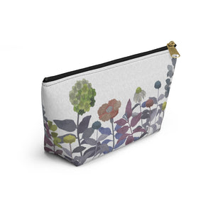 Illustrated Flowers Accessory Pouch w T-bottom in Purple