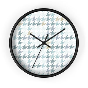 Plaid Houndstooth Wall Clock in Aqua