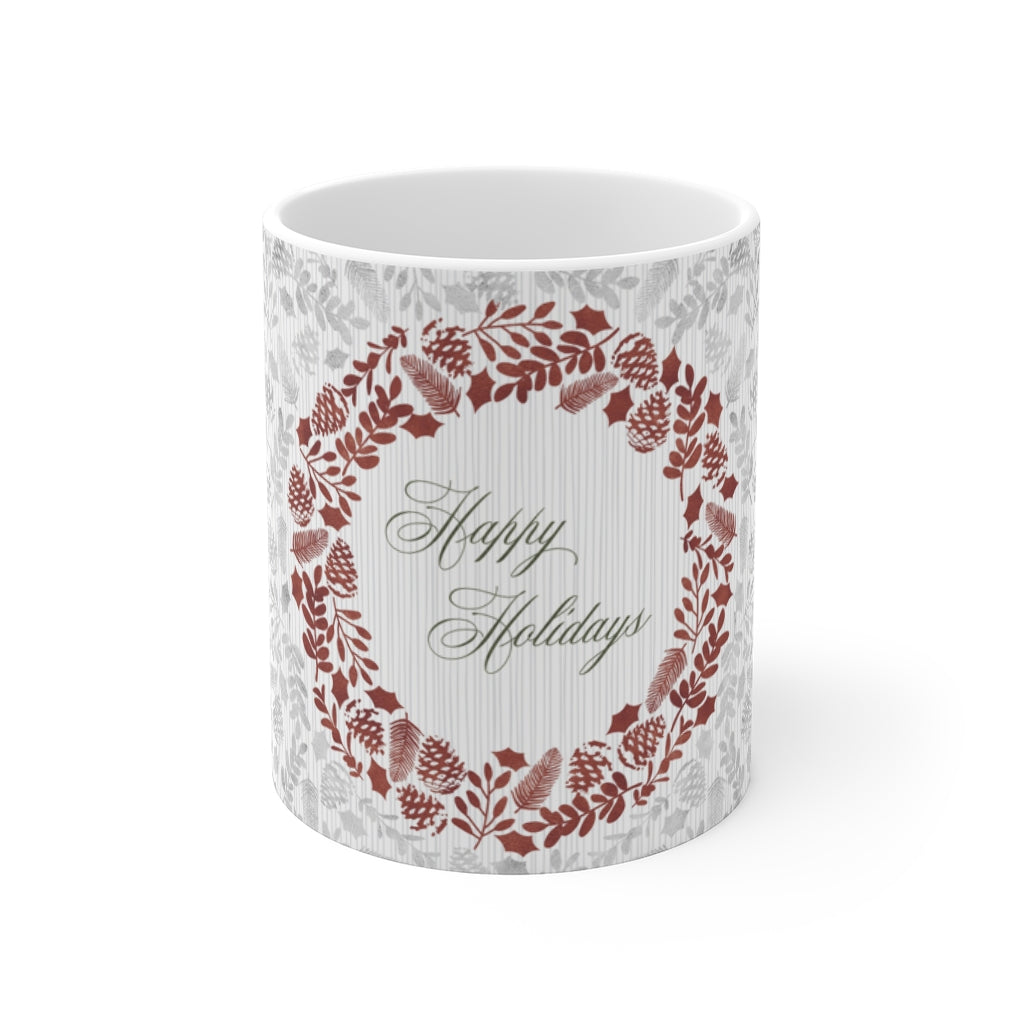 Holiday Wreath Mug in Gray