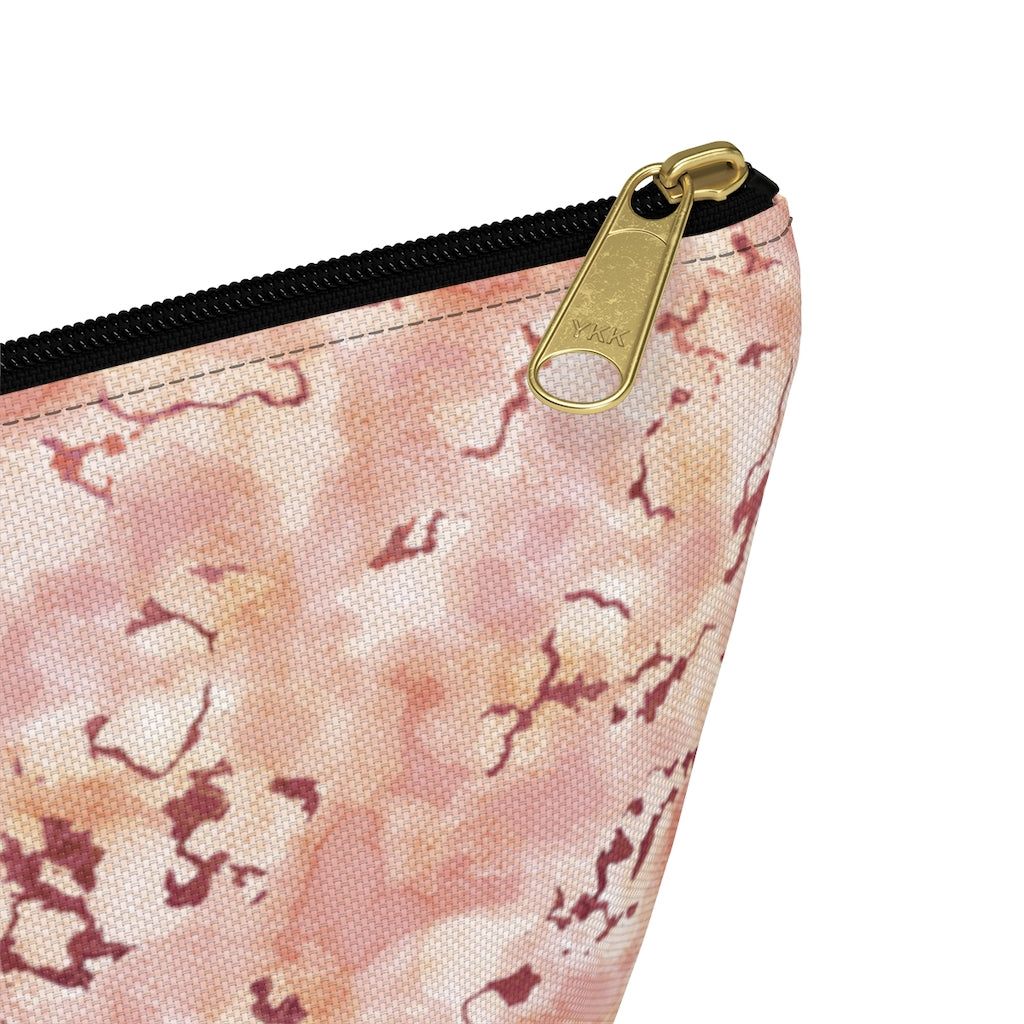 Carrara Marble Accessory Pouch w T-bottom in Pink