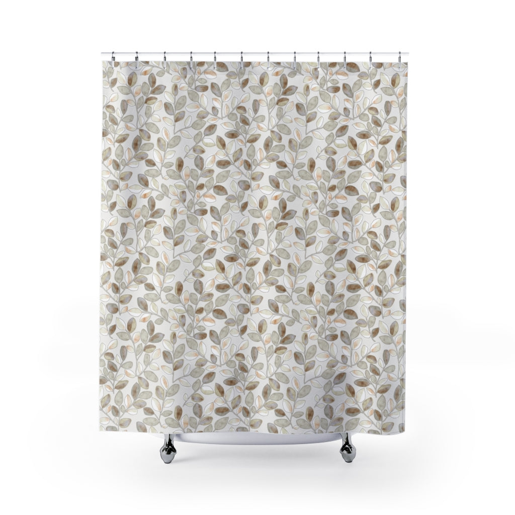Cherry Plum Leaves Shower Curtain in Brown