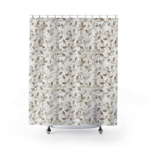 Cherry Plum Leaves Shower Curtain in Brown