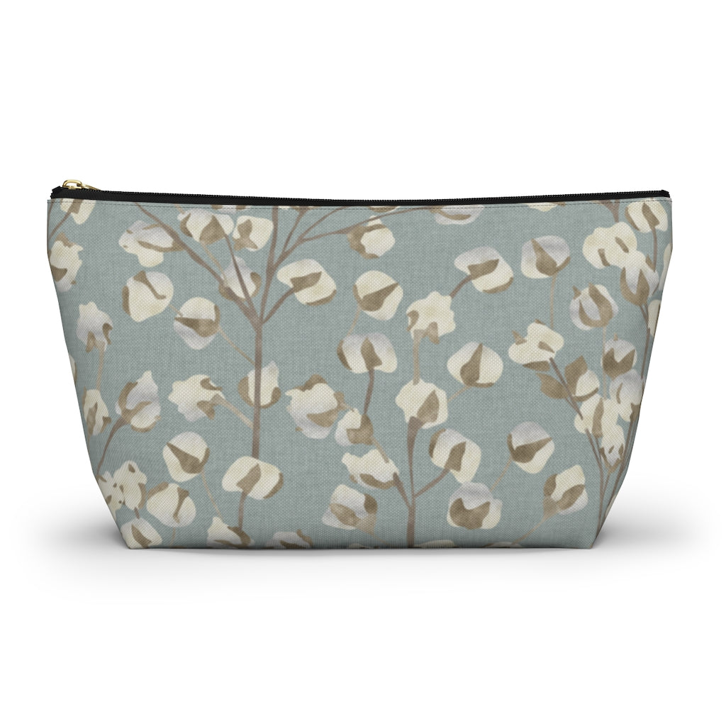 Cotton Branch Accessory Pouch w T-bottom in Aqua