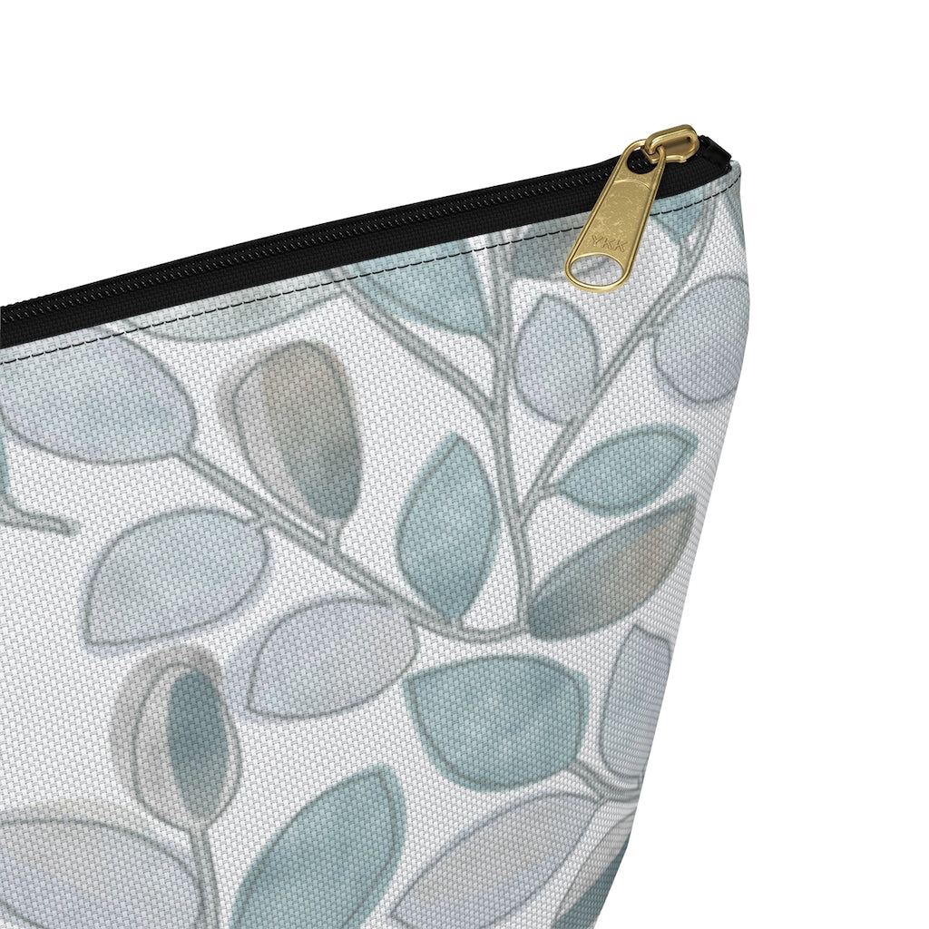 Cherry Plum Leaves Accessory Pouch w T-bottom in Aqua