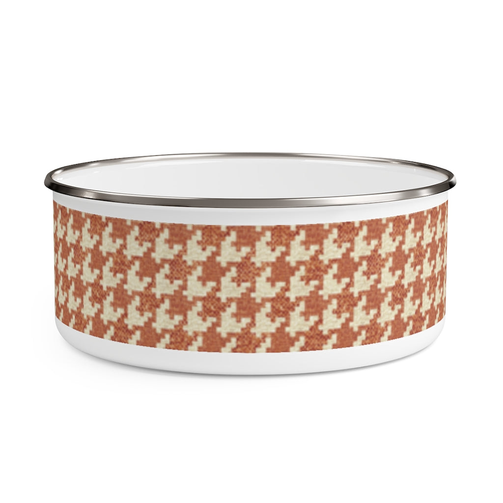 Textured Houndstooth Enamel Bowl in Orange