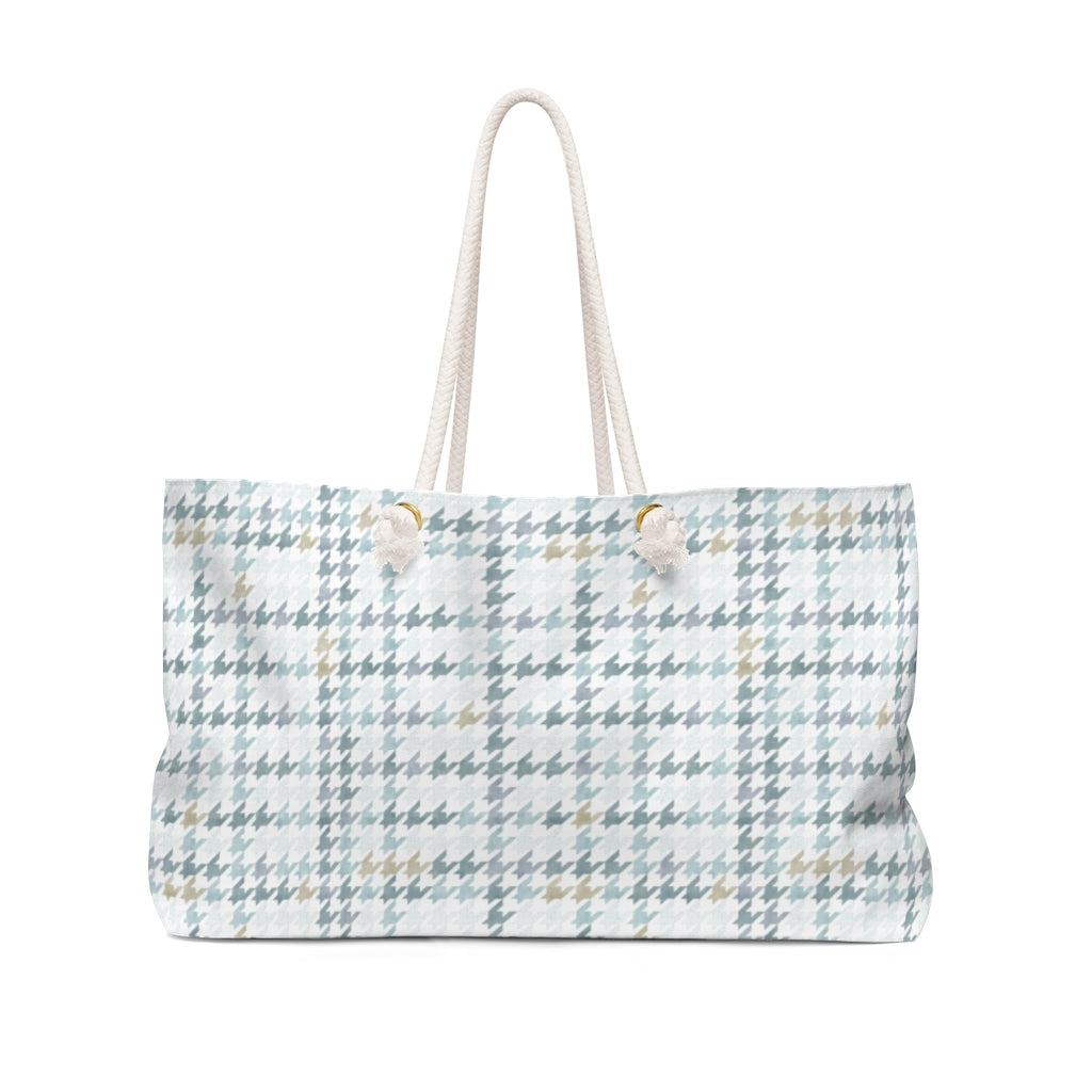 Plaid Houndstooth Weekender Bag in Aqua