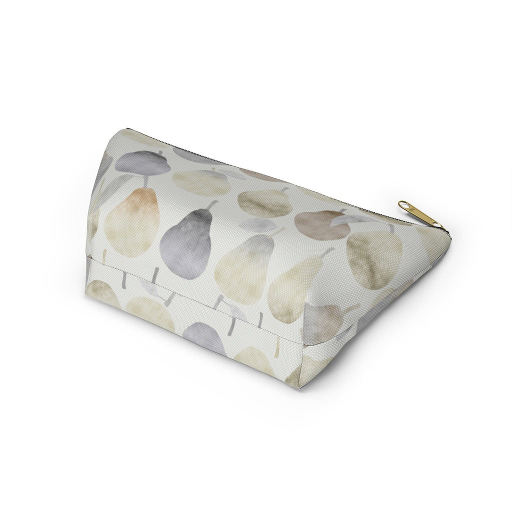 Watercolor Pears Accessory Pouch w T-bottom in Cream