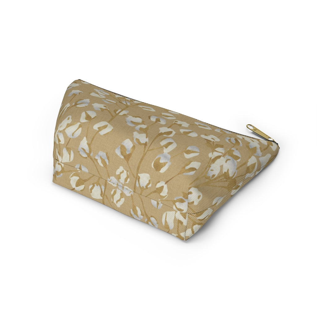 Cotton Branch Accessory Pouch w T-bottom in Gold