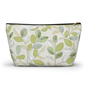 Cherry Plum Leaves Accessory Pouch w T-bottom in Green