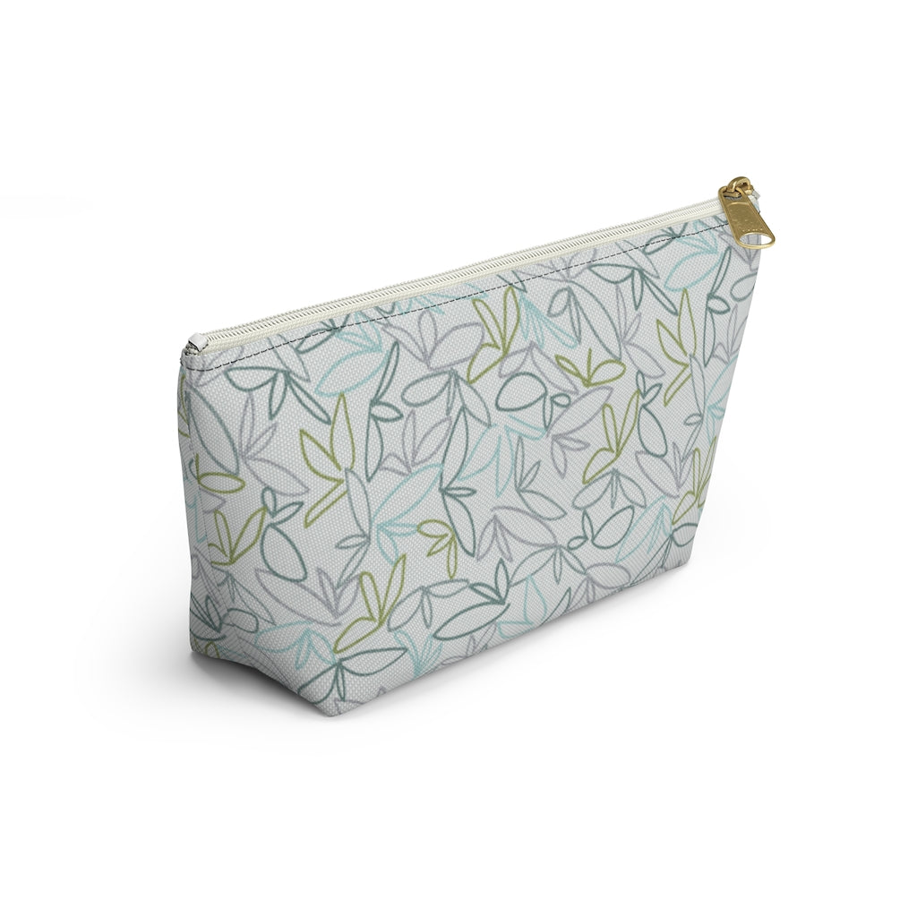 Sketch Leaf Accessory Pouch w T-bottom in Teal