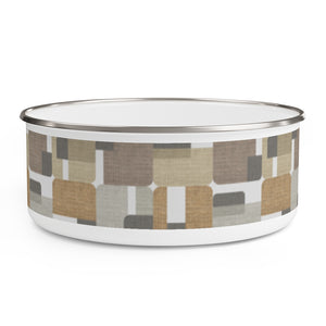 Woven Rectangle Triangle Enamel Bowl in Taupe