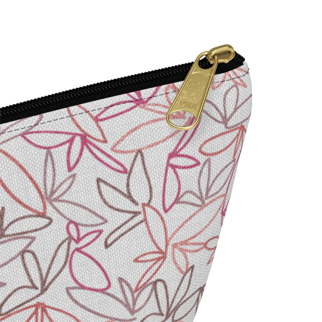 Sketch Leaf Accessory Pouch w T-bottom in Coral