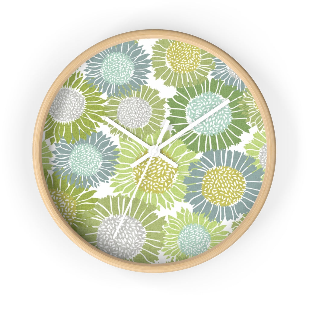 Sunflowers Wall Clock in Green