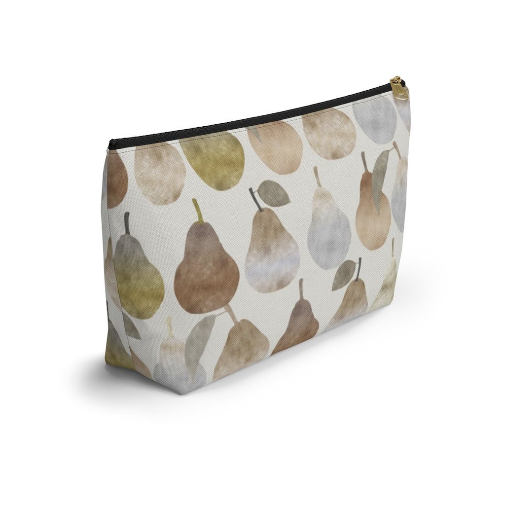 Watercolor Pears Accessory Pouch w T-bottom in Brown