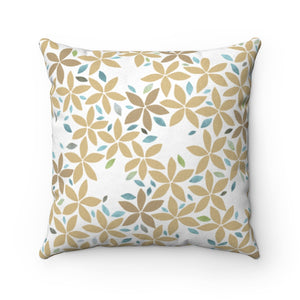 Snowbell Square Throw Pillow in Gold